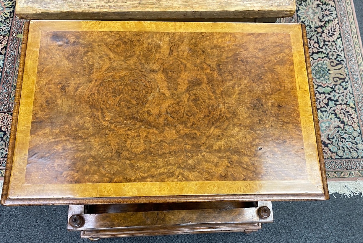 A Victorian and later walnut Canterbury whatnot, width 58cm, depth 37cm, height 80cm